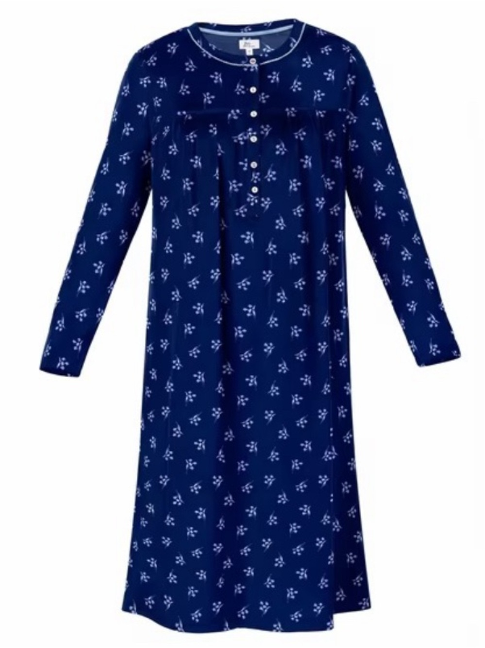 Women's Long Sleeve Nightgown - Navy Floral - Picture 2 of 3